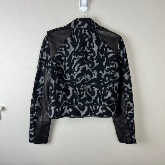 Diane Von Furstenberg Theodora Leopard Moto Leather Jacket - Picture 3 of 7